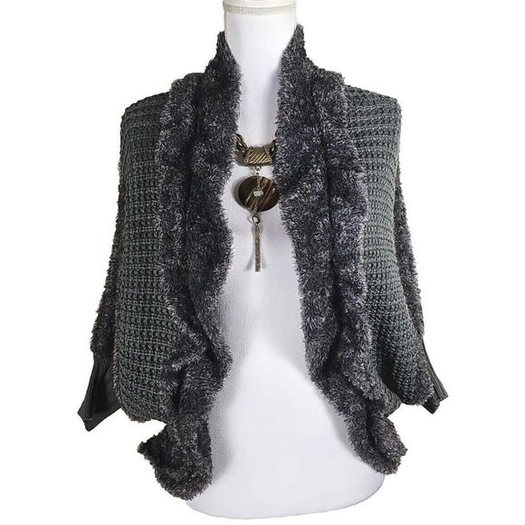 Urban Mango ~Woman Size L~ Gray Sweater Cardigan Open Front. - Picture 9 of 12